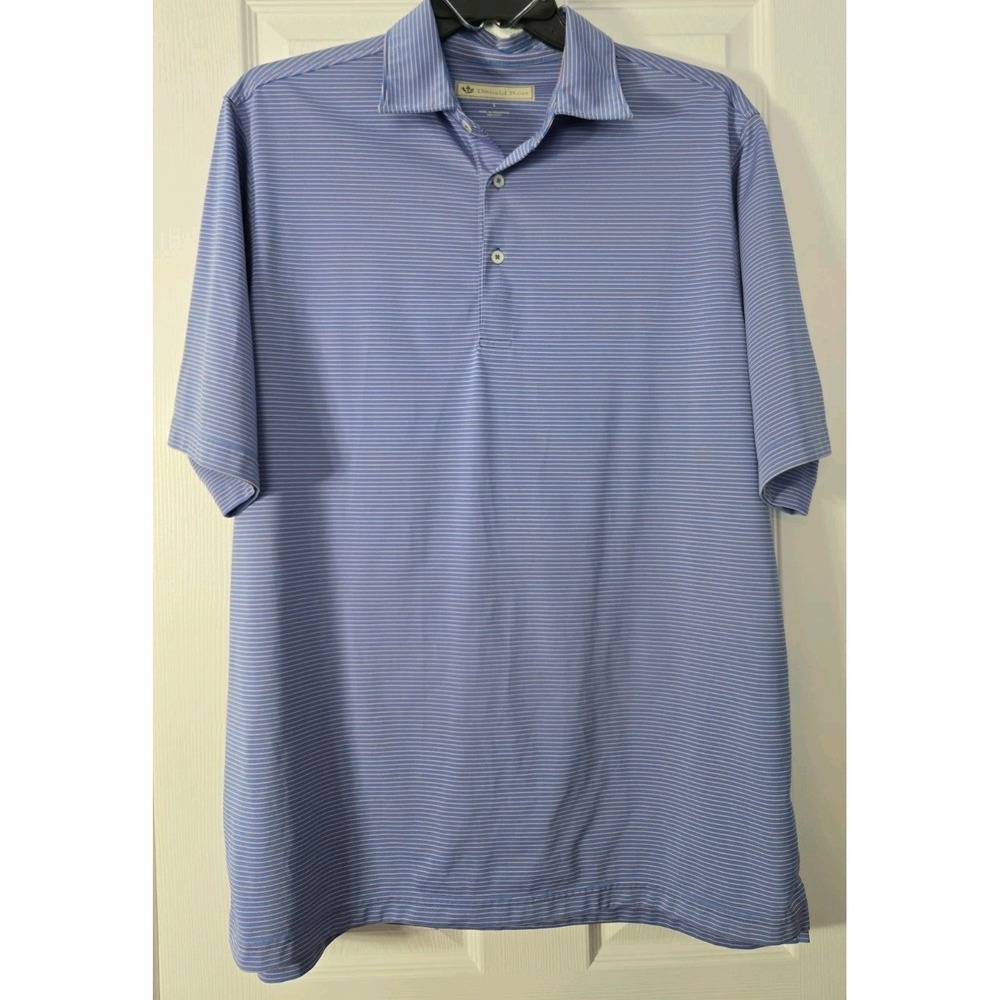 Donald Ross Blue & Yellow Striped Golf Polo, Men's Size Large
